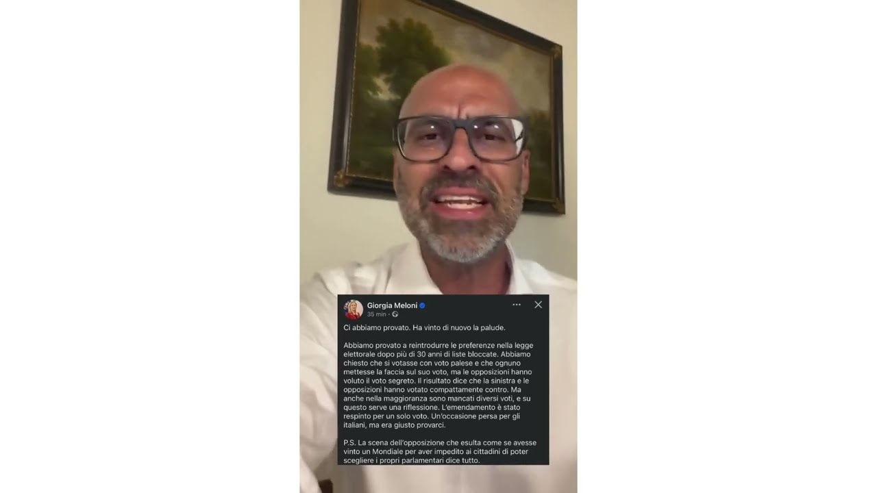 SQUARTA: "ASCOLTATE COSA È SUCCESSO, LA SINISTRA METTE IL VOTO SEGRETO E CANCELLANO LE PREFERENZE"
