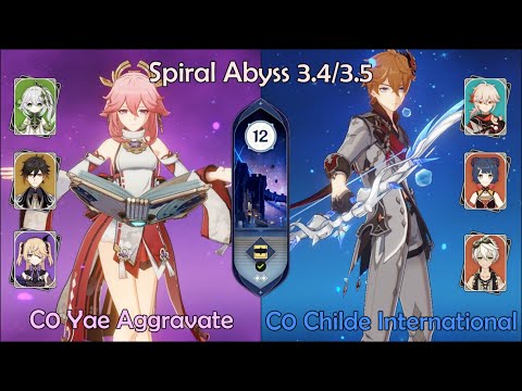 C0 Yae Miko Aggravate and C0 Childe International - Spiral Abyss 3.4/3.5 - Floor 12 Full Star