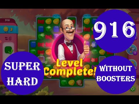 Homescapes Level 916 - [17 moves] [2022] [HD] solution of Level 916 Homescapes[No Boosters]