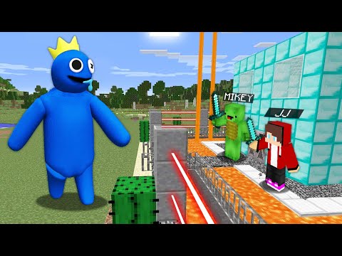 JJ and Mikey vs Blue Rainbow Friends in Security House Minecraft gameplay (Maizen Parody) Mike