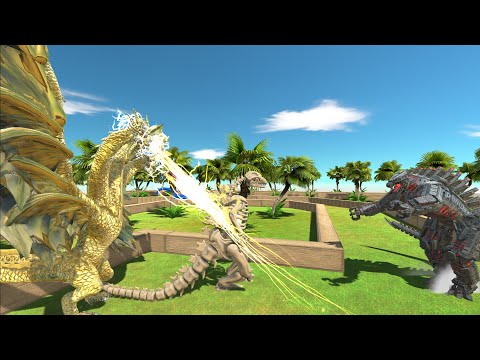 GODZILLA SKELETON AND MECHA GODZILLA 2021 DEATH RUN - Animal Revolt Battle Simulator