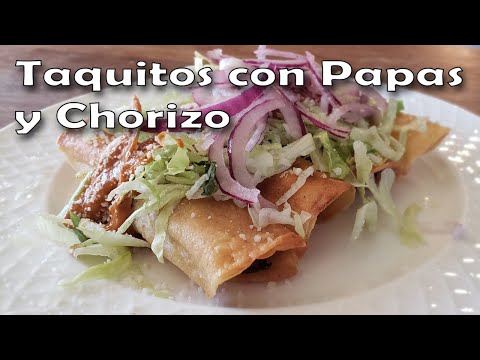 Receta de Como Hacer Taquitos Dorados de Papa con Chorizo | Tacos de Papas | Chorizo Taquitos Recipe