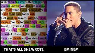 Eminem - That&#39;s All She Wrote [Rhyme Scheme] Highlighted