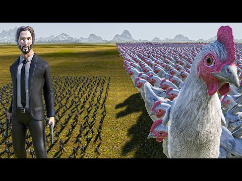 500 JOHN WICK vs 100.000 GIANT CHICKENS - Ultimate Epic Battle Simulator 2 UEBS 2