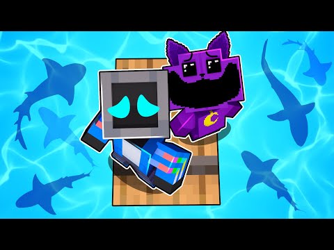 Locked on a Raft with a CAT in Minecraft!