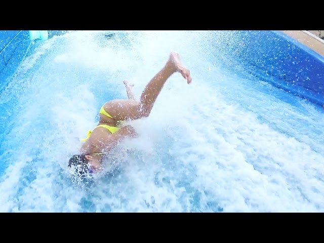 Spectacular Crashes! Mermaids & Models on a Flowrider / Surf Machine