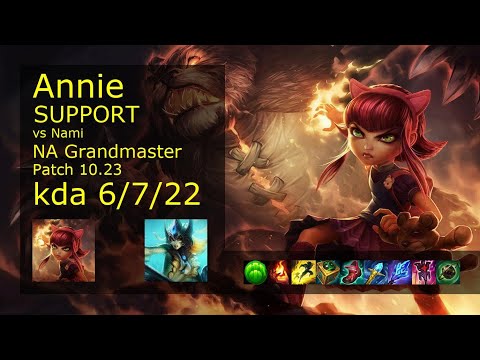 Annie Support vs Nami - NA Grandmaster 6/7/22 Patch 10.23 Gameplay