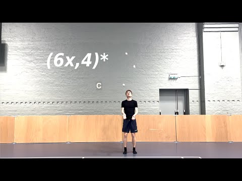 Juggling - 100 catches: 5 ball siteswap (6x,4)*