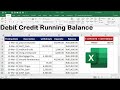 excel debit, credit running balance formula