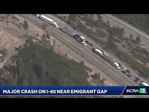 LiveCopter 3 is over a major crash involving two big rigs on Interstate 80 near Emigrant Gap