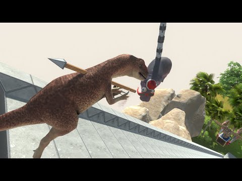 Jump to catch a Hippo over Ballista Trap - Animal Revolt Battle Simulator