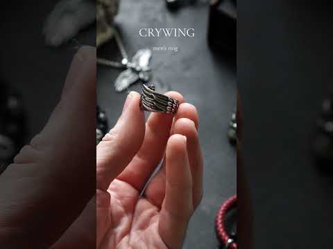 Кольцо печатка перстень мужское стальное CRYWING 19 из медицинской нержавеющей стали с Крыльями - фото 1 - id-p1810497458