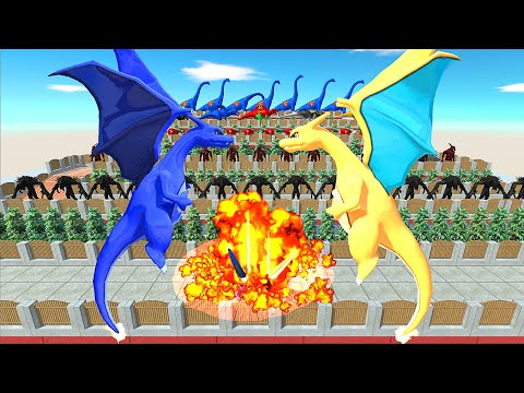 DRAGONITE VS BLUE DRAGONITE STAIR DEATH CLIMB - Animal Revolt Battle Simulator