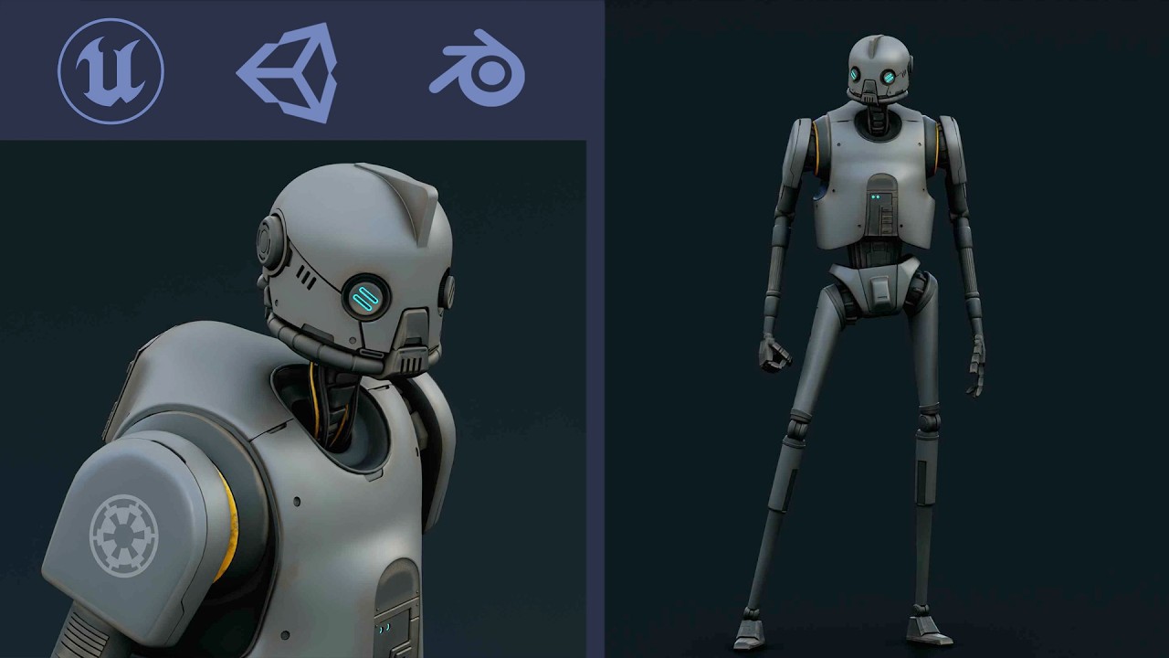 Imperial Droid-02 Auto-Rig Pro Rigged For Mixamo Unreal Engine Unity 3D Model