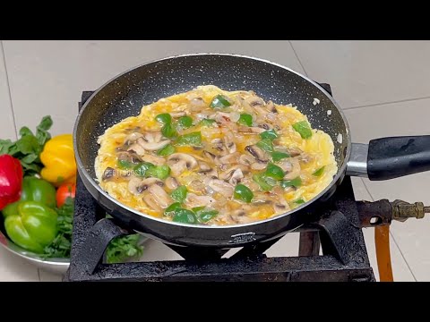 Mushroom Omelette Recipe | Street Food