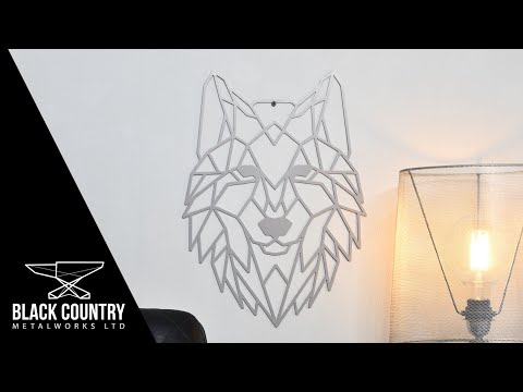 Geometric Grey Steel Wolf Wall Art