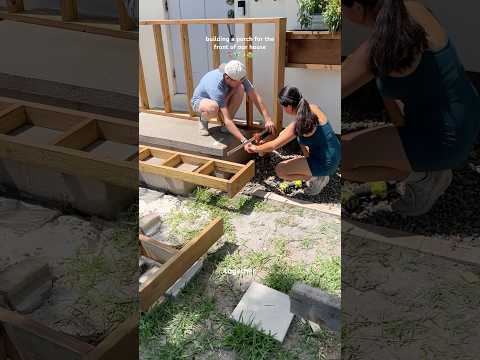building a large wood porch to cover the old concrete steps diy deck makeover