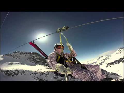 Val Thorens 2015/ Winter Ski Zip Line/ Tyrolka/ GoPro Adventure