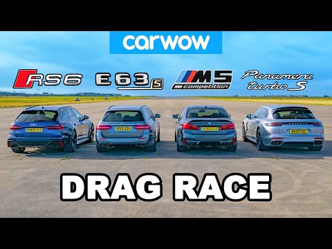 Audi RS6 v BMW M5 v AMG E63 v Porsche Panamera - DRAG RACE