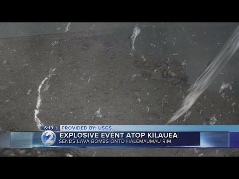 Crater wall collapse triggers explosion on Kilauea