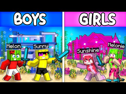 BOYS vs GIRLS UNDERWATER HOUSE Battle In Minecraft!