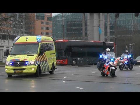 [Geleidend Transport] C. Miesen Ambulance 12-163 Hoofddorp & Kon. Marechaussee met spoed naar VUmc