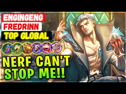 Nerf Can't Stop Me!! Overpower Tank Jungler [ Top Global Fredrinn ] EngIngEng. Mobile Legends Build