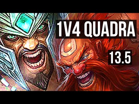 TRYNDAMERE vs GRAGAS (TOP) | 1v4 Quadra, 9/2/4, 400+ games | KR Grandmaster | 13.5