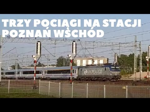 Trzy pociągi na stacji Poznań Wschód