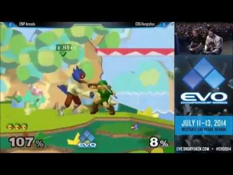 SSBM evo 2014 EMP Armada (young link) vs. CRS HungryBox (falco, jiggypuff) (WINNERS SEMIS) melee