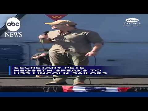 Secretary Pete Hegseth speaks to USS Lincoln sailors