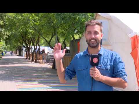 El armado de carpas por el recorrido