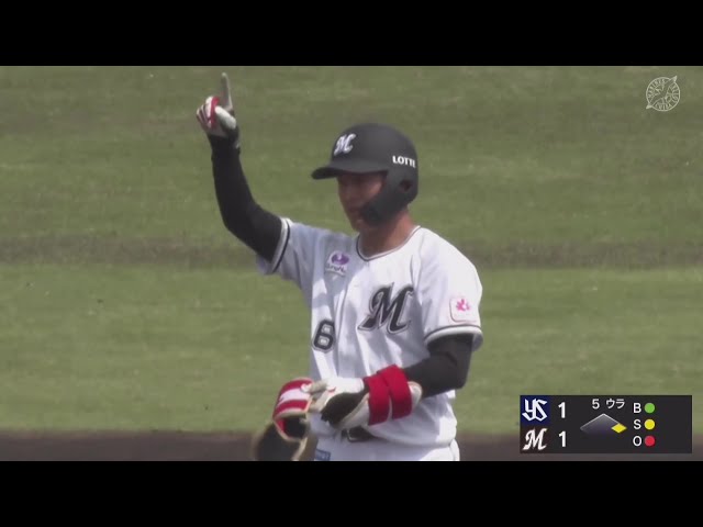 【ファーム】マリーンズ・西川史礁 センターオーバーのタイムリー2ベースヒットで勝ち越しに成功!! 2025年4月18日 千葉ロッテマリーンズ 対 東京ヤクルトスワローズ