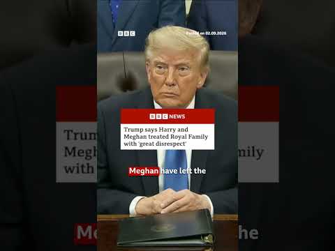 President Trump reacts to Prince Harry and Meaghan leaving the US. #BBCNews