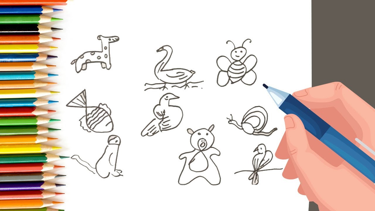 How to Draw easy Animals using Numbers 1-9 step by step for Kids| Simple Drawing Tutorials!