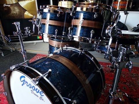 DEMO - Groove Drum Co.Blue Birdseye Walnut over Pear/Birch Drums