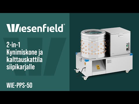 video - 2-in-1 Kynimiskone ja kalttauskattila siipikarjalle - rumpu 50 cm - 2-3 kanaa minuutissa