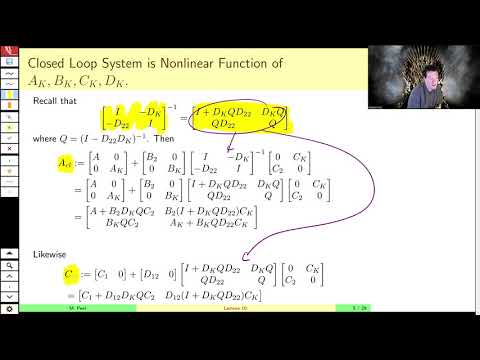 MAE509 (LMIs in Control): Lecture 10, part A - H infinity-Optimal Dynamic Output Feedback