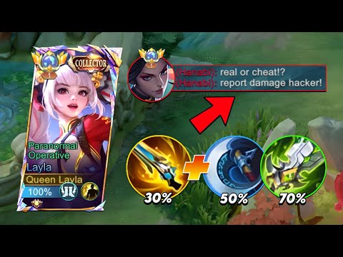 TOP GLOBAL LAYLA WTF DAMAGE BUILD!! 100% DAMAGE HACK!?😱 (Must try) - Mobile Legends