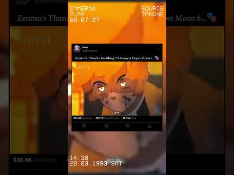 Zenitsu's Thunder Breathing 7th Form vs Upper Moon 6 😈🤫