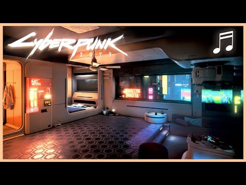 CYBERPUNK 2077 V's Apartment Ambience w/ Background Chatter | Ambient Room