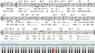 Summertime Piano Jazz 80 BPM With Chords and Melody Sheet (Difficulty *)