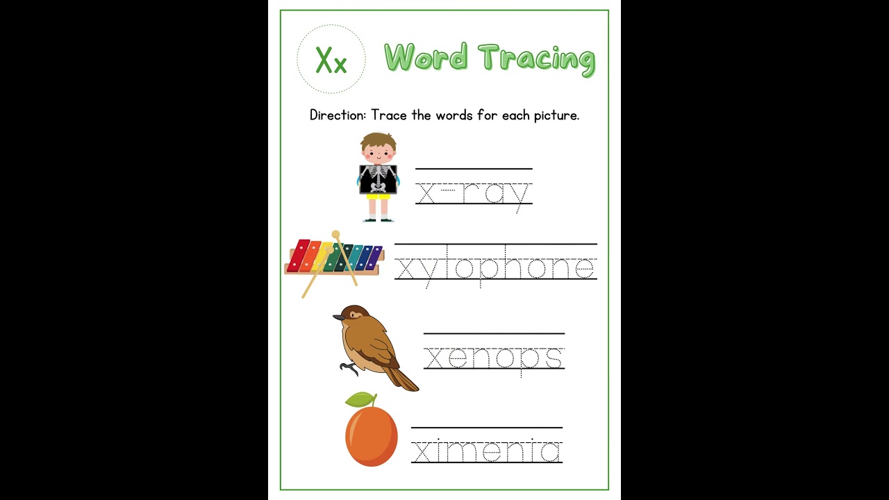 Colorful Illustrative U to Z Word Tracing Worksheet   UVWXYZ #drawing #coloringbooks #art
