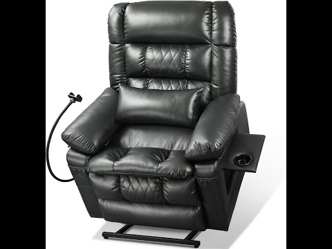 Dual Motor Faux Leather Power Lift Recliner Chair with Adjustable Headrest Infinite Position Electric Recliner Chair with Massage for Elderly Living Room video review thumbnail