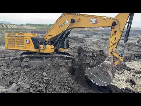 Cat 395 Excavator Loading Overburden On 4 Axle Mercedes & MAN Trucks - Sotiriadis Mining Works - 4k