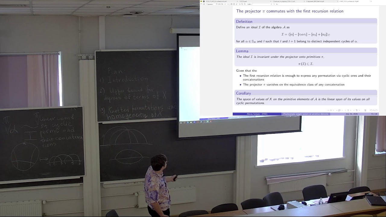 Alexey Gulyaev, “On the prechromatic weight system on primitive elements”