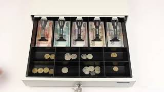 Ящик денежный для кассира "Меркурий 100", БОЛЬШОЙ, 432х428х88 мм, отделений для монет - 8, для купюр - 5