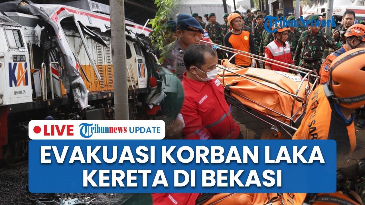 LIVE: Proses Evakuasi Gerbong Kereta KRL yang Tertabrak KA Argo Bromo, Korban Meninggal 14 Orang