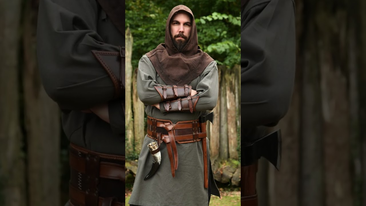 ⚔️ Cinturón medieval doble cuero modelo Arnulf, color marrón (289750000)