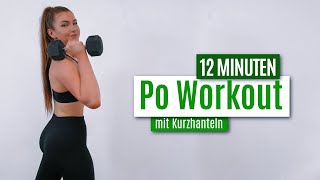 12 MIN BOOTY Workout für einen größeren Po - mit Kurzhanteln | GET ACTIVE Tag 22